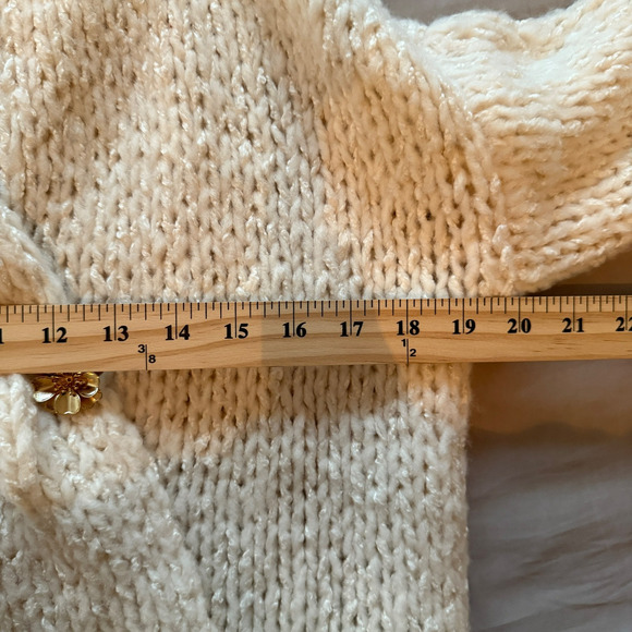 Anthropologie Knit Cardigan Cropped Sweater White Size XS - Picture 6 of 7